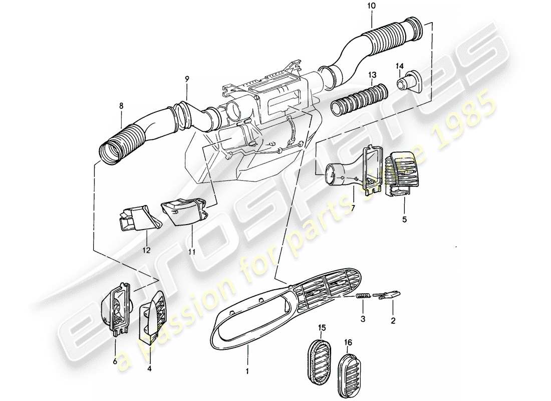 porsche 1992 (968) luftkanal teilediagramm
