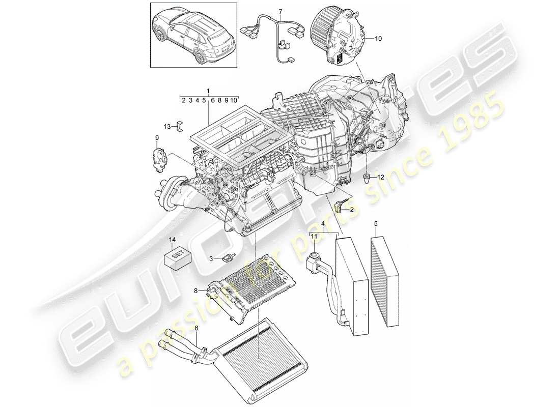 porsche 2012 (cayenne e2 92a) klimaanlage teilediagramm