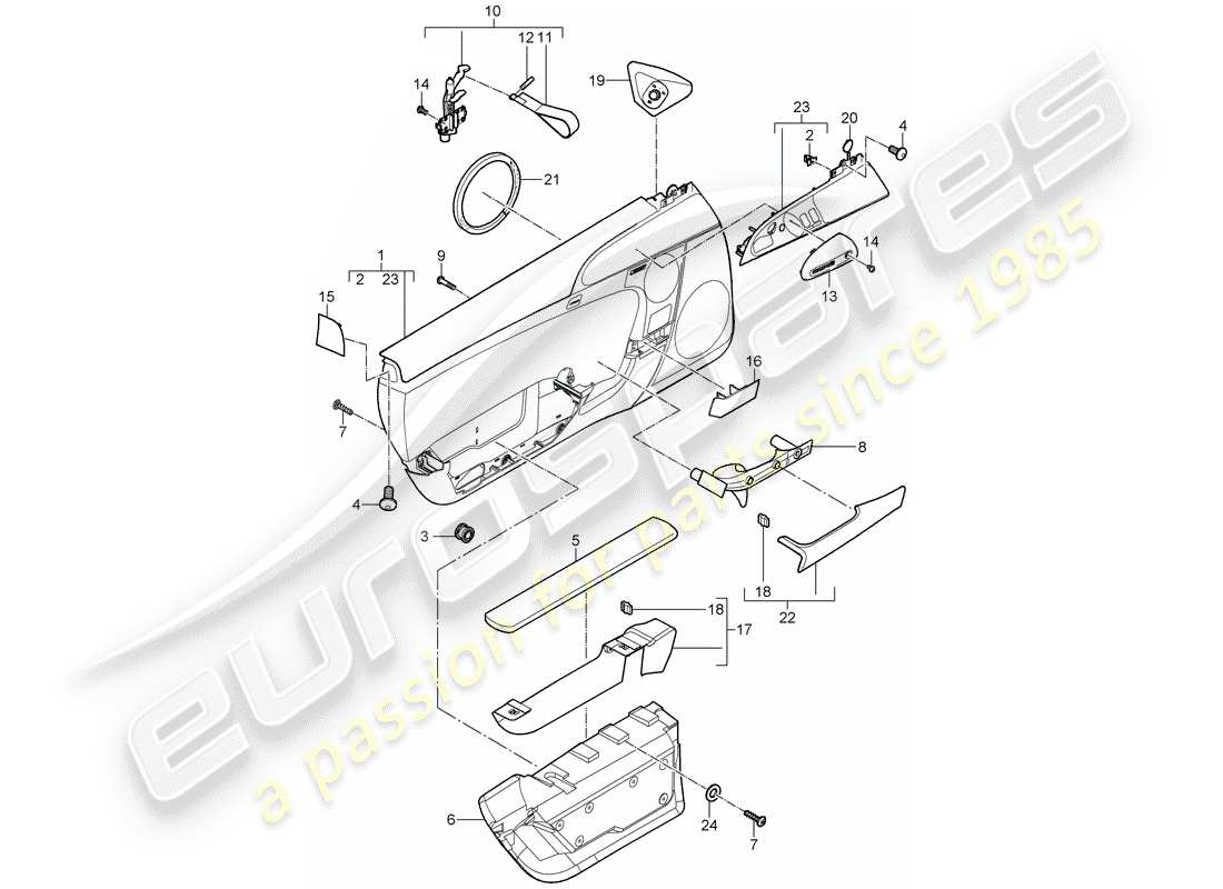 porsche 2010 (997-2 gt3) türplatte teilediagramm