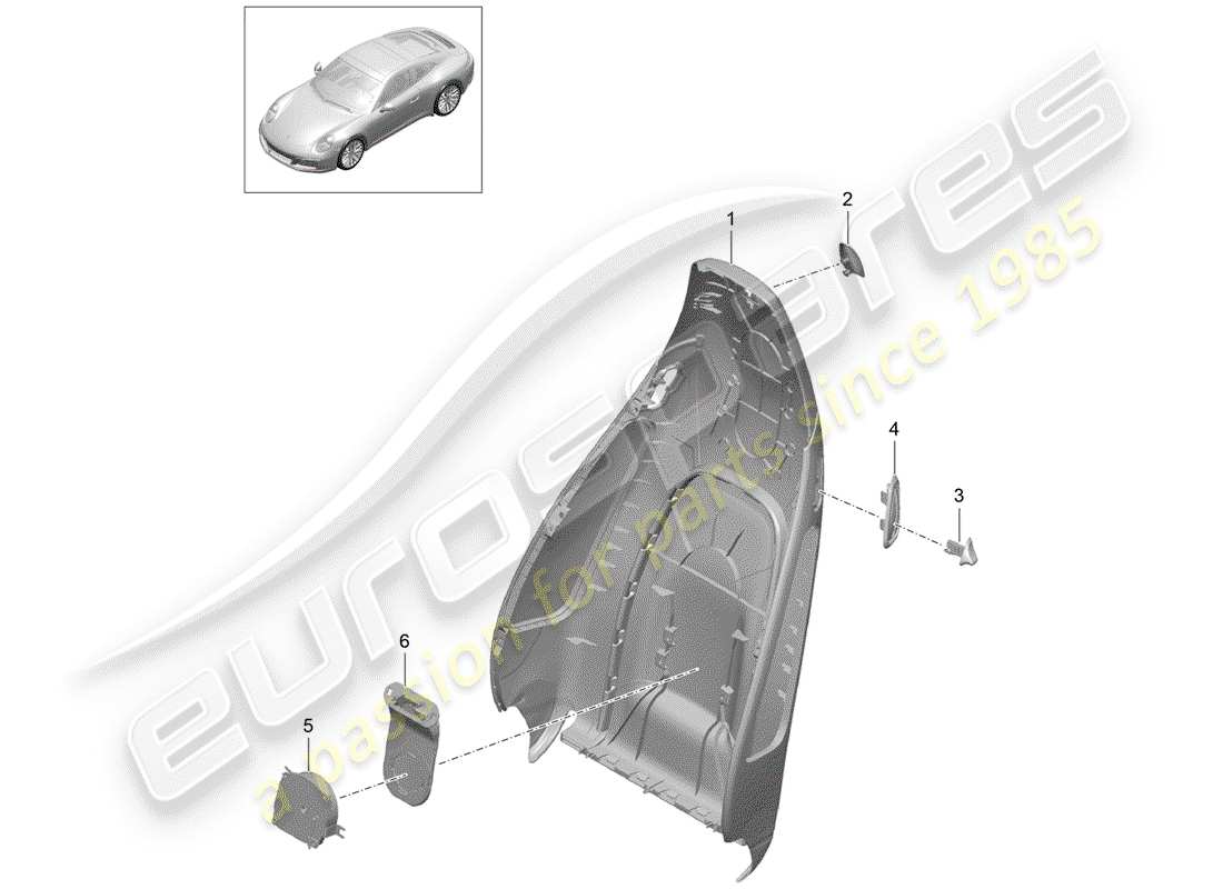 porsche 2019 (991-2) rückenlehnenschale ersatzteildiagramm