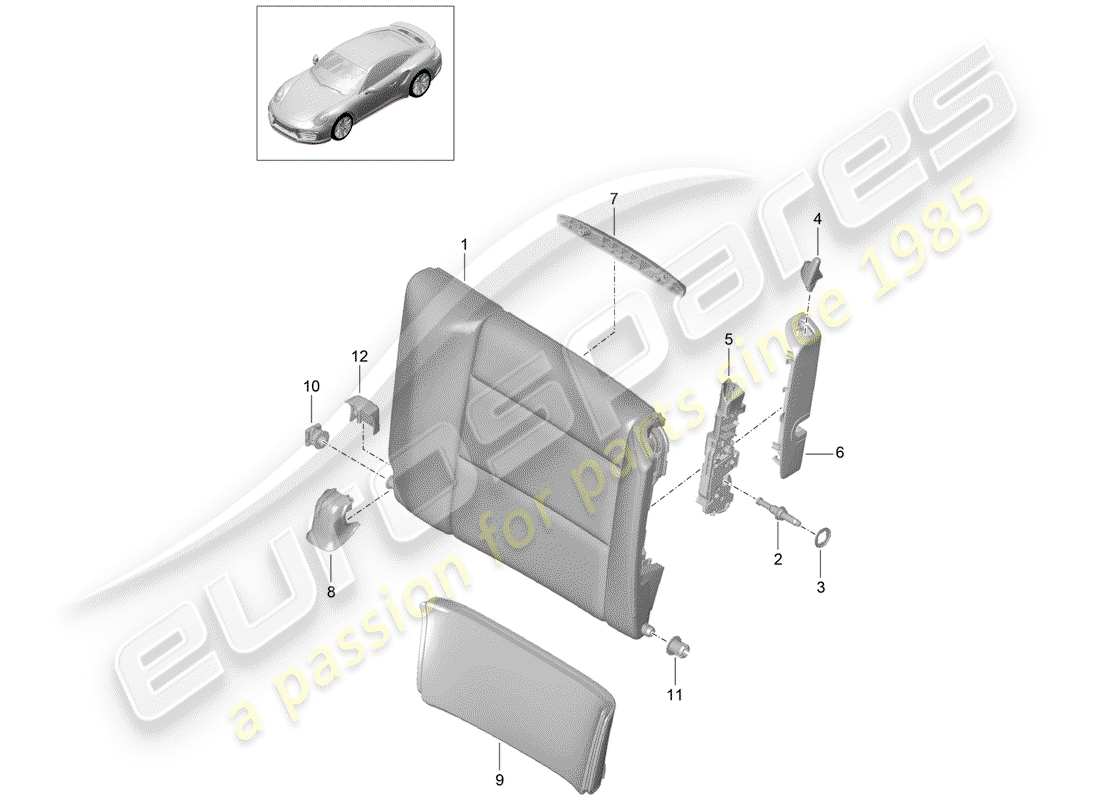 porsche 2020 (991-2 turbo) notsitz-rückenlehne ersatzteildiagramm