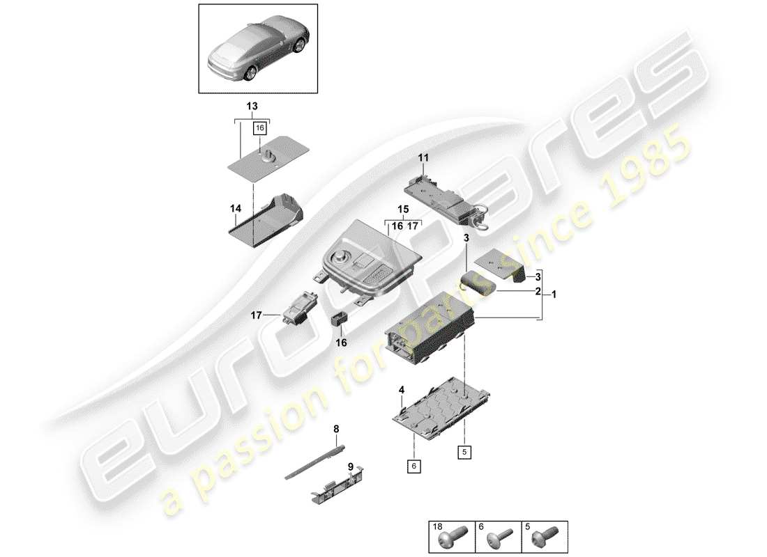 porsche 2017 (panamera 971-1) für fahrzeuge mit telefon ersatzteildiagramm