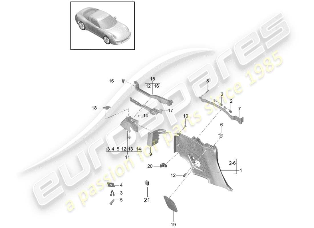 porsche 2018 (991-2) seitenverkleidung teilediagramm