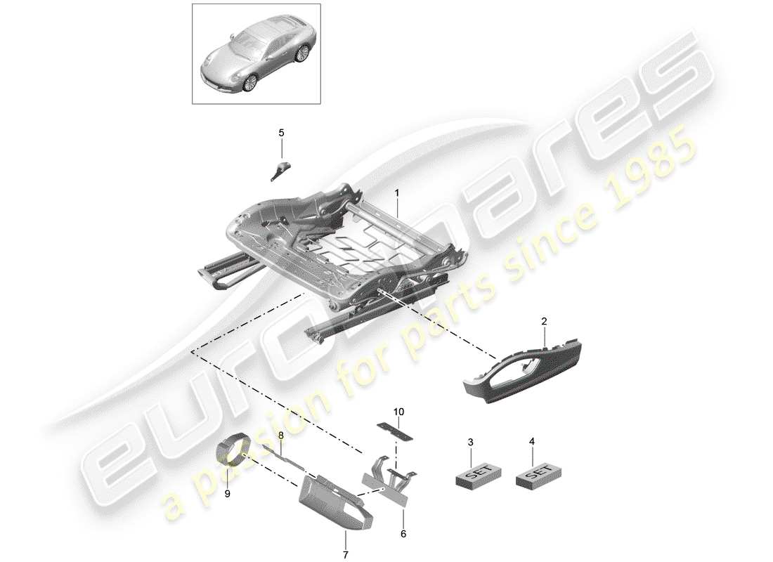 porsche 2017 (991-2) sitzrahmen teilediagramm
