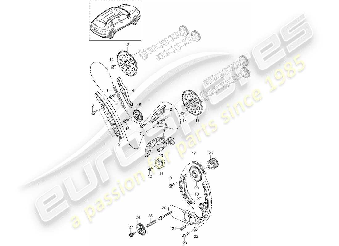 porsche 2012 (cayenne e2 92a) steuerkette teilediagramm