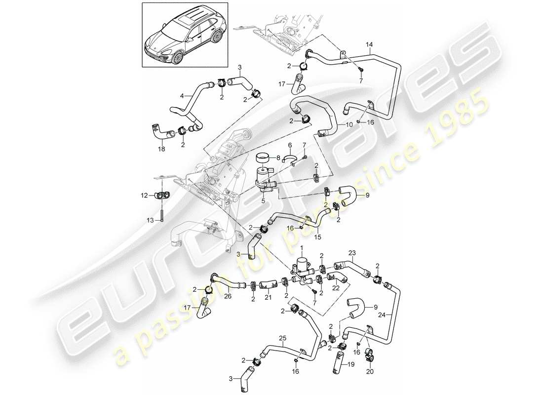 porsche 2012 (cayenne e2 92a) schlauch-teilediagramm