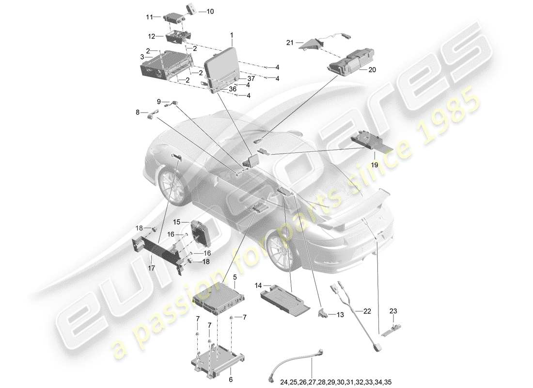 porsche 2020 (991-2 r/gt3/rs) display-ersatzteildiagramm