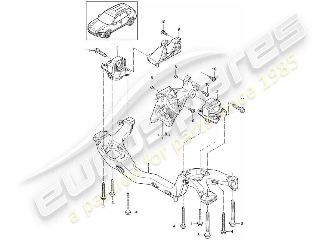 porsche 2014 (cayenne e2 92a) motorhebezug ersatzteildiagramm