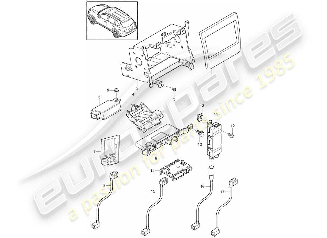 porsche 2014 (cayenne e2 92a) vorbereitung teilediagramm