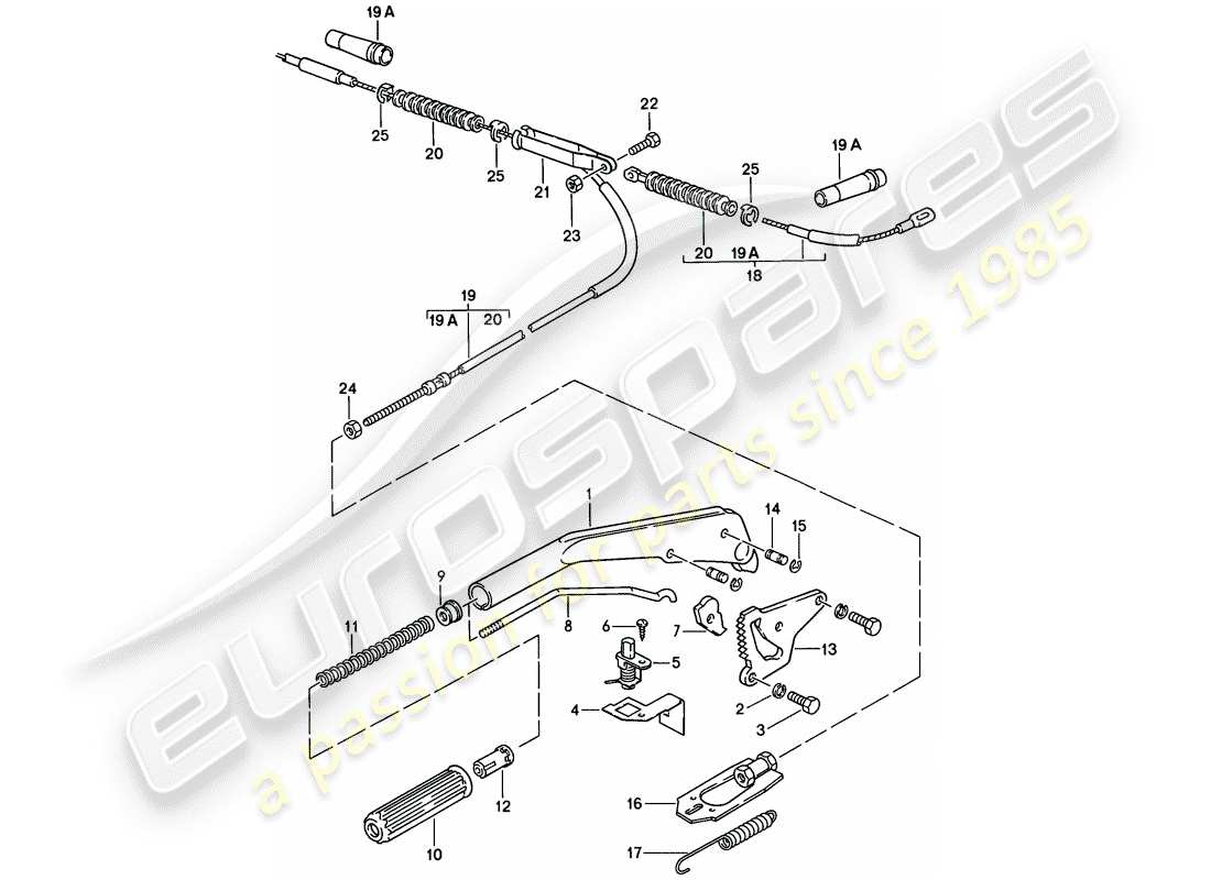 porsche 1988 (924s) handbremshebel ersatzteildiagramm