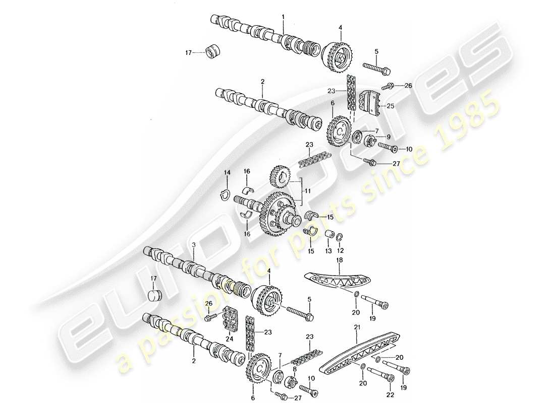 porsche 2003 (996 gt3) ventilsteuerung teilediagramm