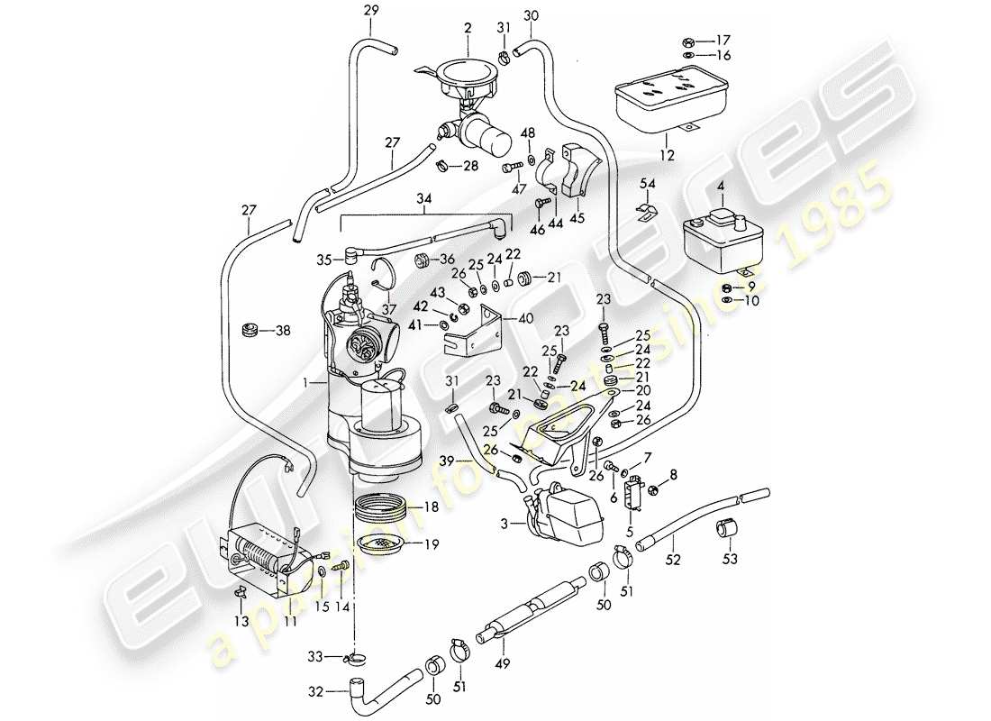 porsche 1967 (911/912) heiz- und belüftungsgerät - zubehör ersatzteildiagramm