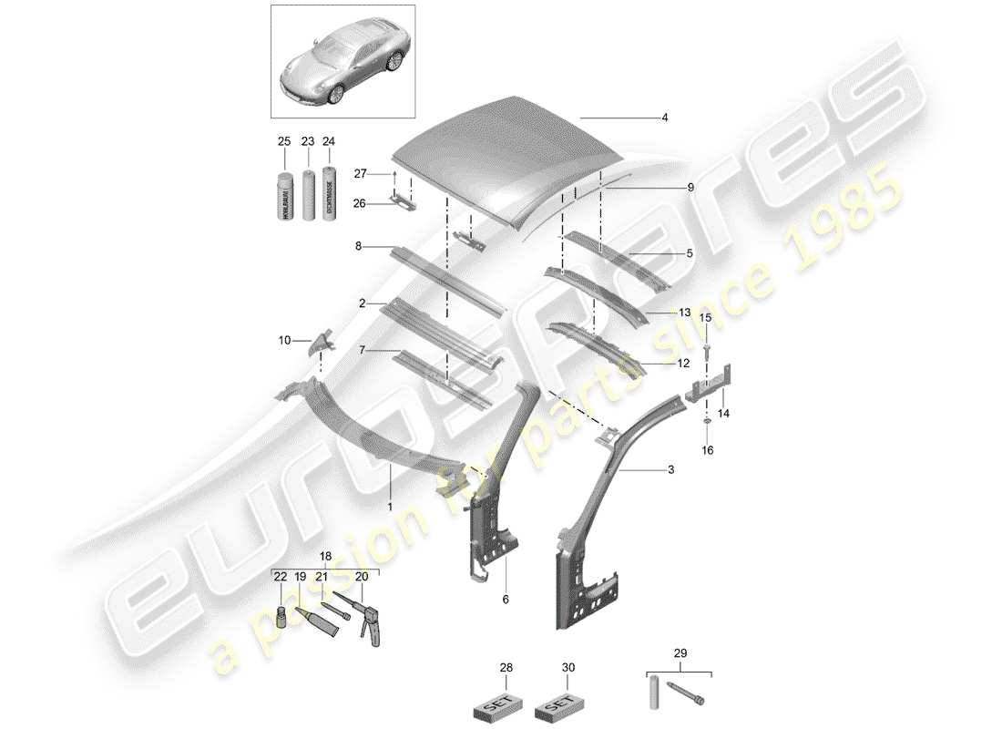 porsche 2019 (991-2) cowl-teilediagramm
