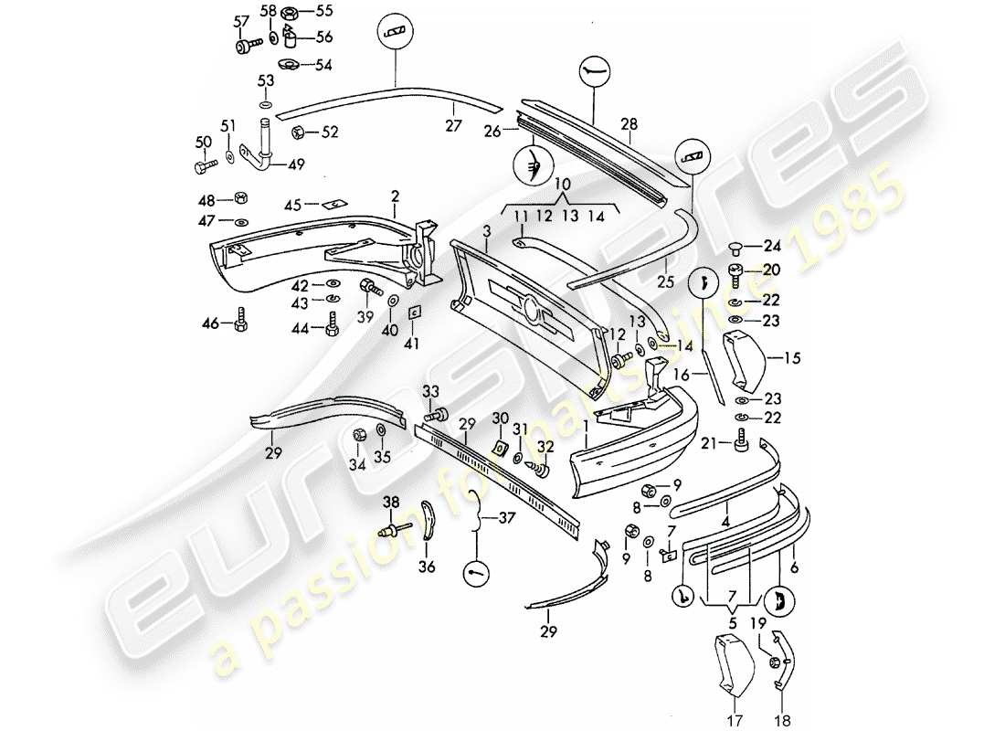 porsche 1966 (911/912) stosstange - d - mj 1969>> ersatzteildiagramm