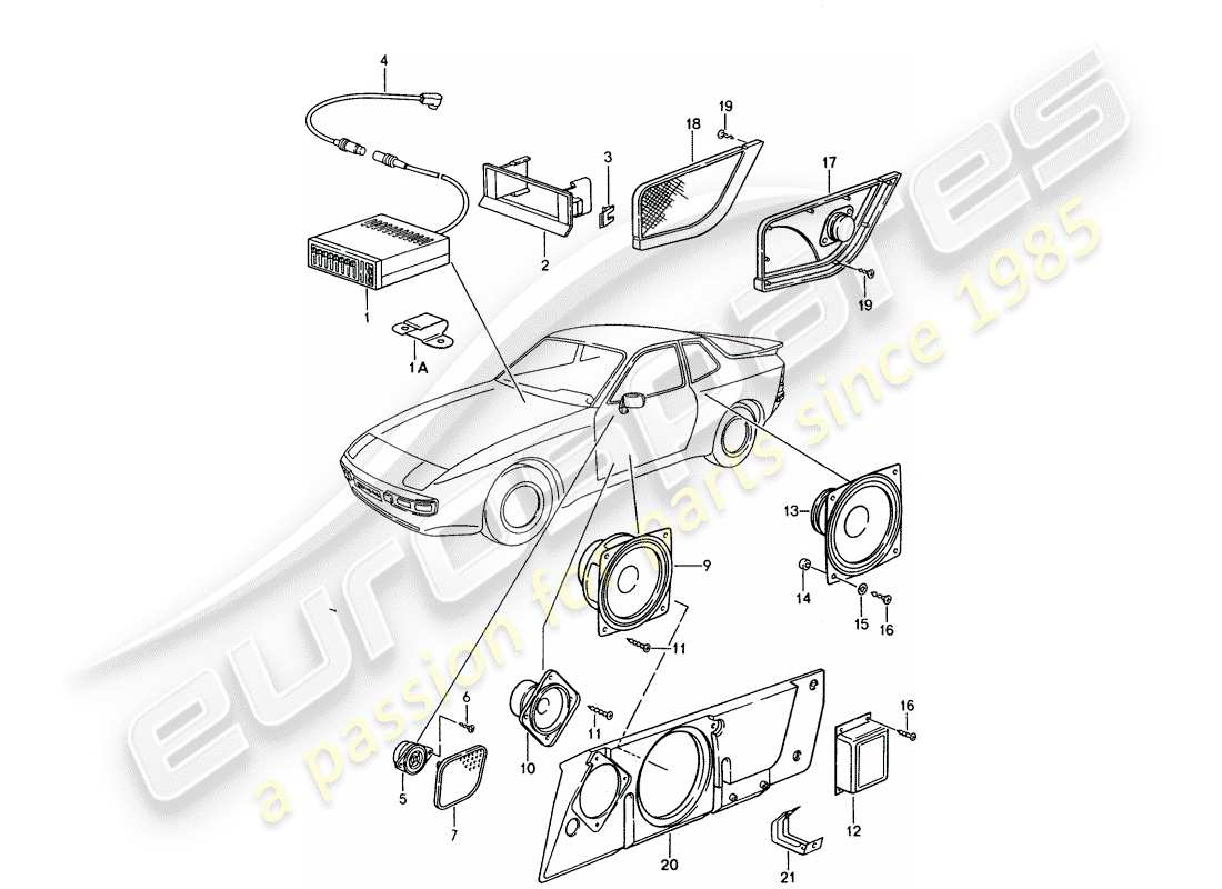 porsche 1986 (944) für - soundsystem ersatzteildiagramm