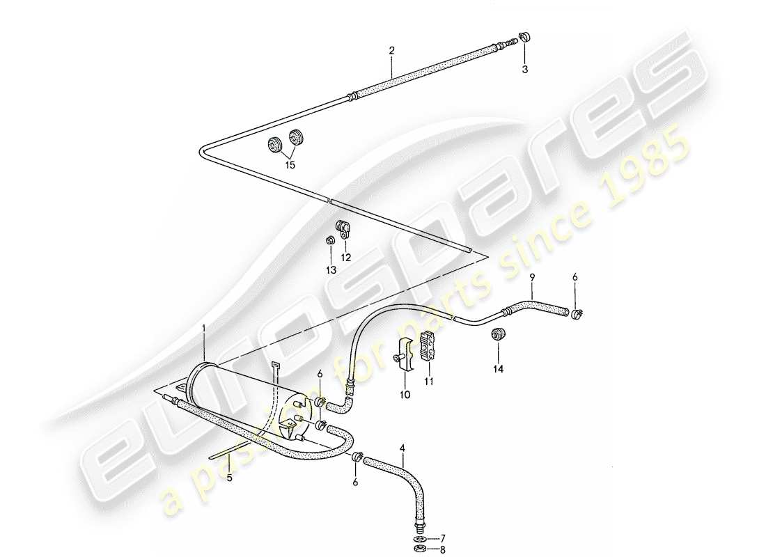 porsche 1988 (959) verdunstungsbehälter - teilediagramm