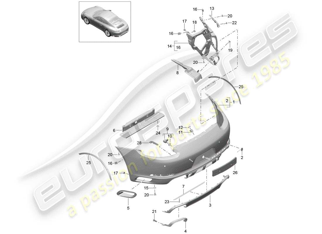 porsche 2020 (991-2) stoßstange ersatzteildiagramm