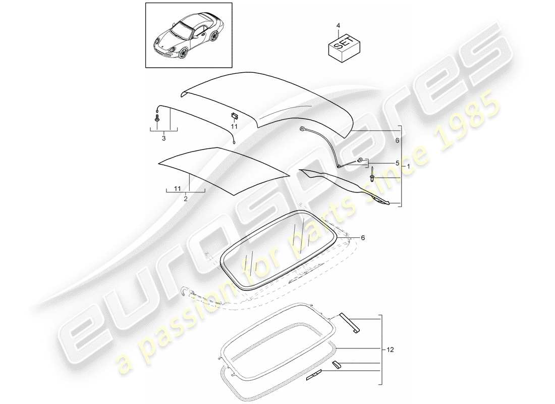 porsche 2010 (997-2) cabrio-verdeckabdeckung ersatzteildiagramm