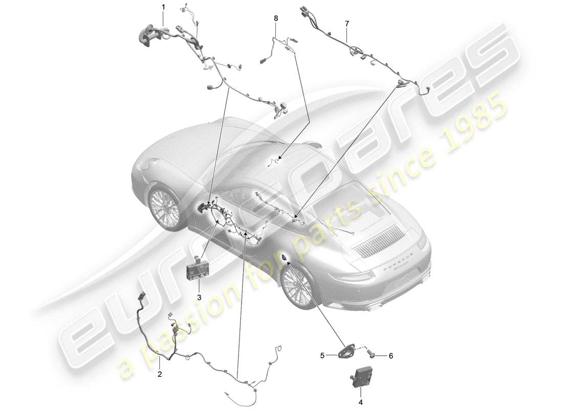 porsche 2020 (991-2) kabelbäume ersatzteildiagramm