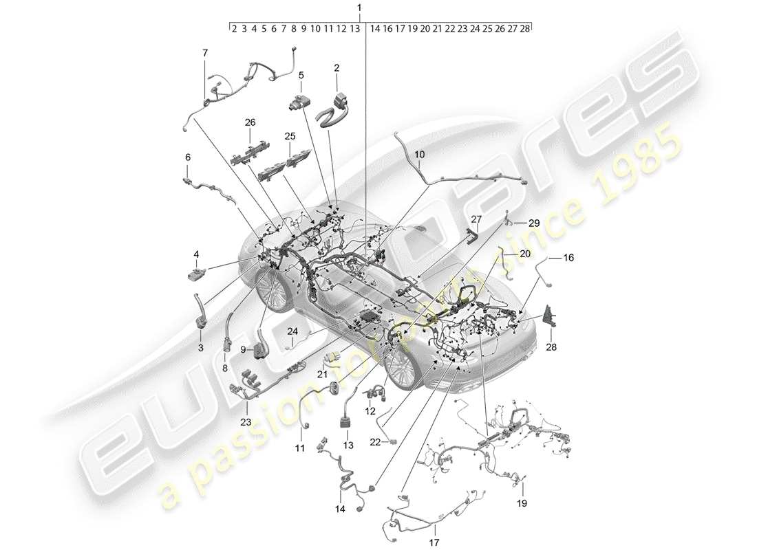porsche 991 turbo (2015) kabelbäume ersatzteildiagramm