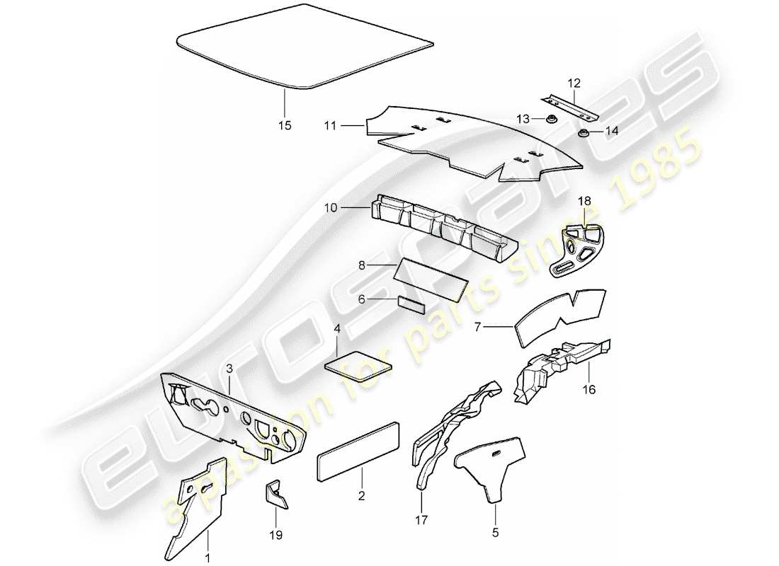 porsche 2004 (996) karosserie - schallabsorber ersatzteildiagramm