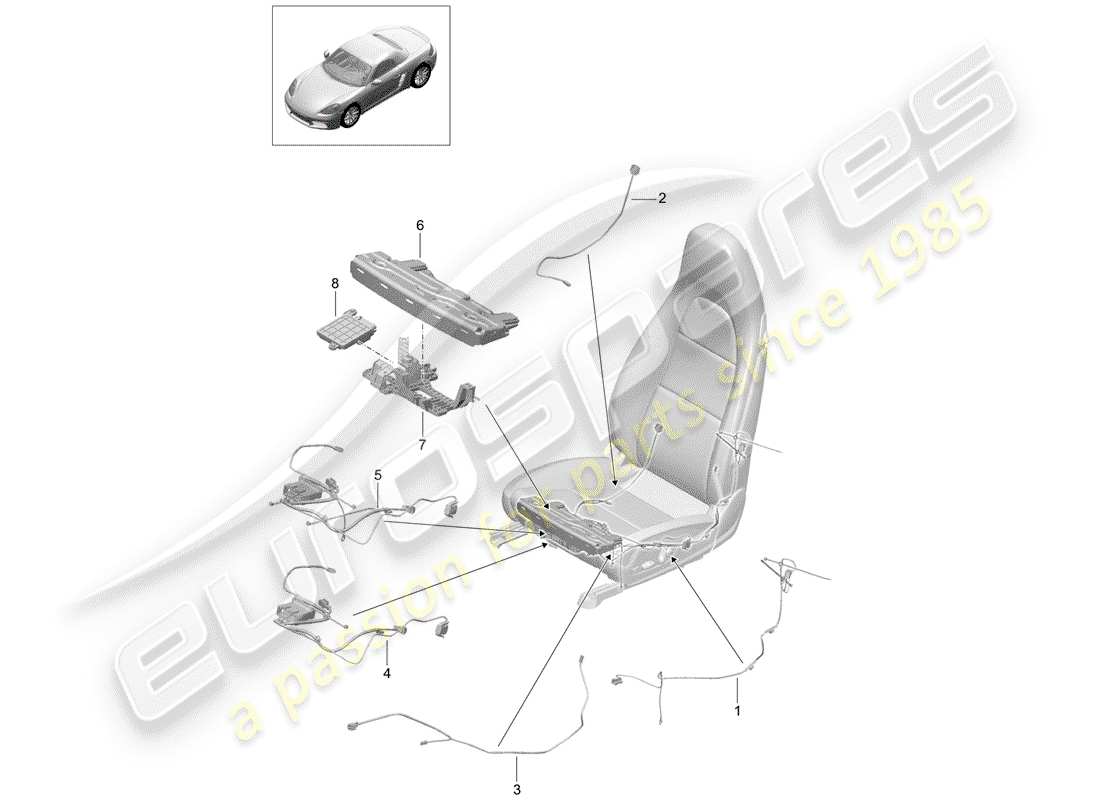 porsche 2017 (718 boxster) kabelbäume ersatzteildiagramm