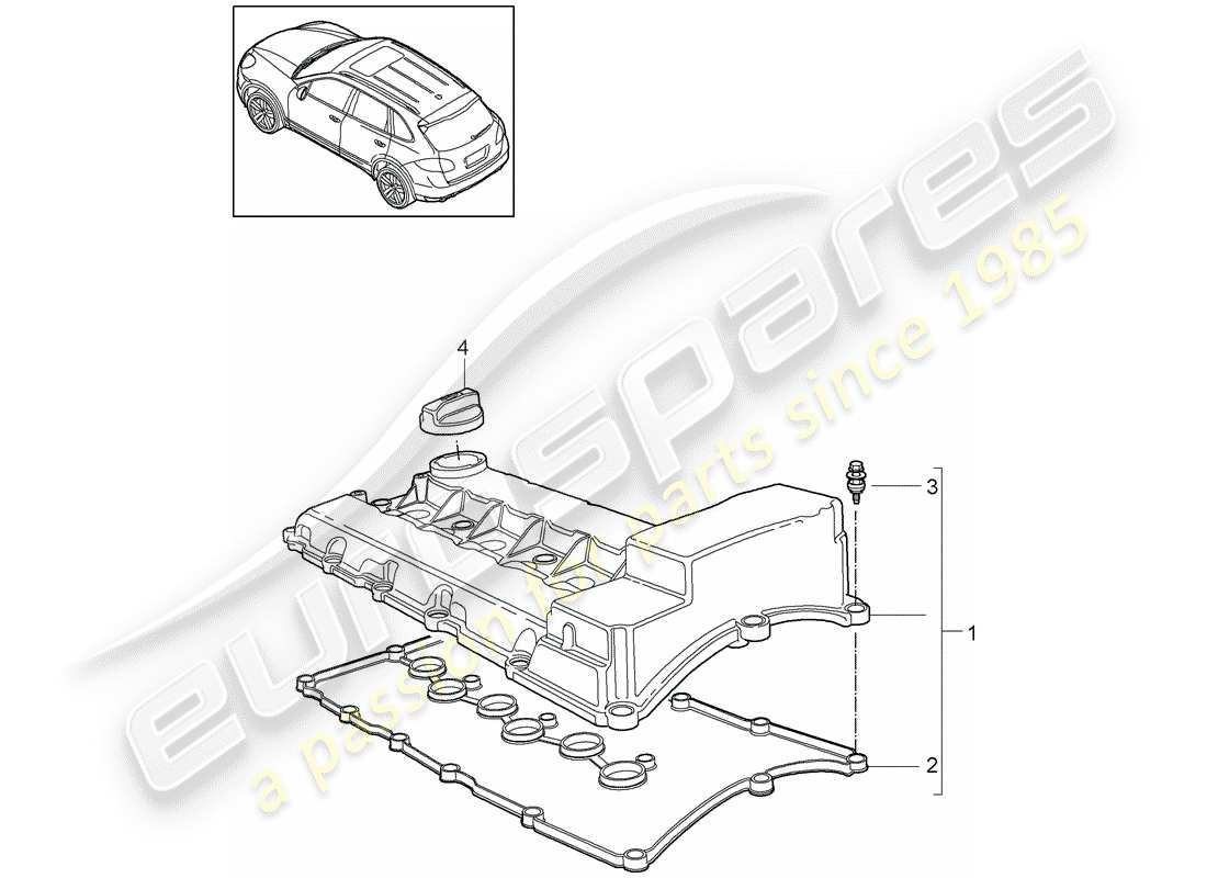 porsche 2012 (cayenne e2 92a) ventildeckel ersatzteildiagramm