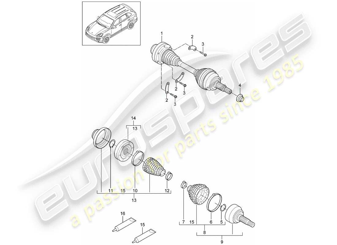 porsche 2014 (cayenne e2 92a) antriebswelle teilediagramm