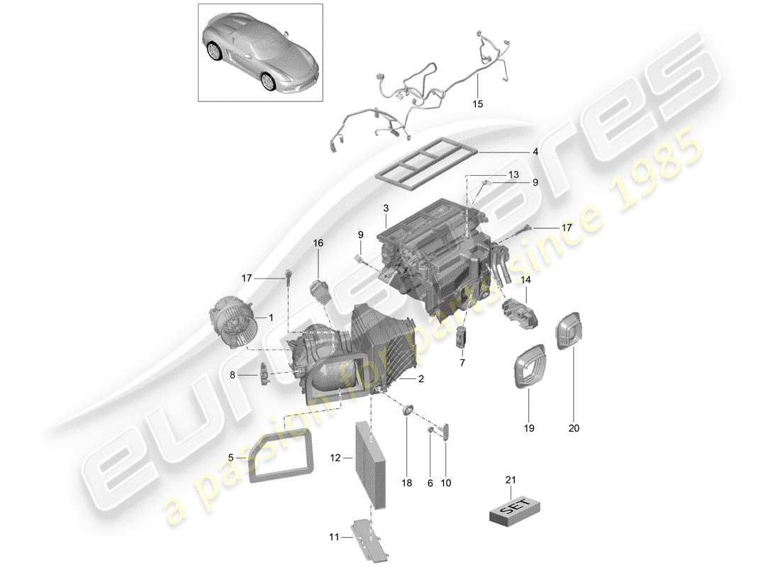 porsche 2016 (981 boxster spyder) klimaanlage teilediagramm