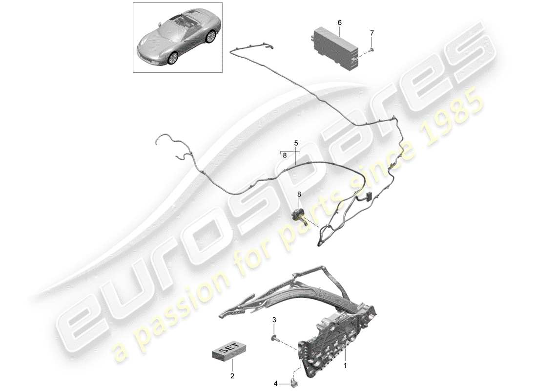 porsche 2016 (991-1) oberer rahmen teilediagramm