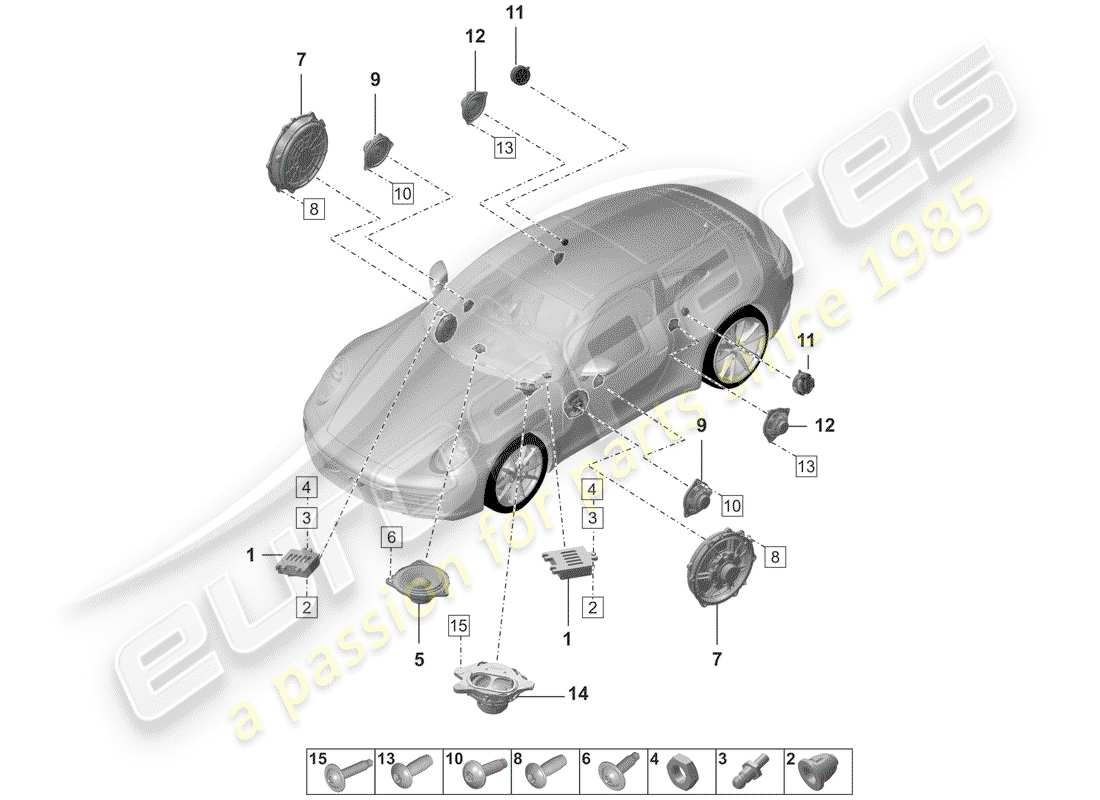 porsche 2019 (992-1) lautsprecher-teilediagramm