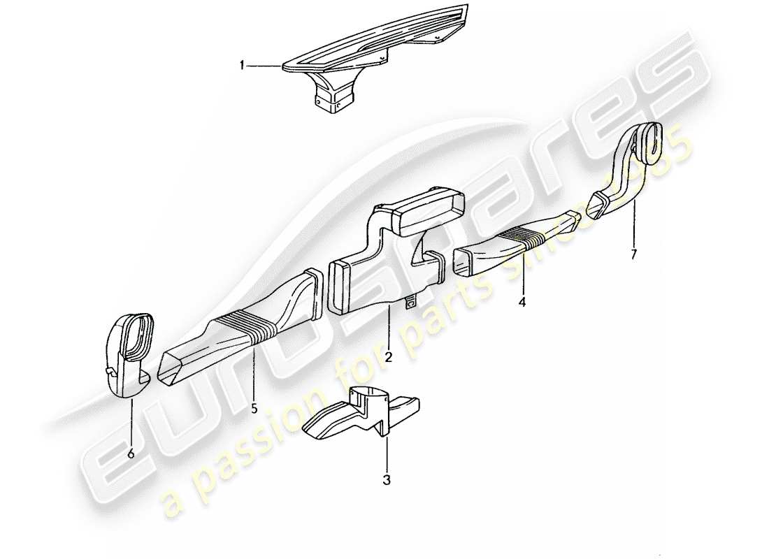 porsche 2002 (996 gt3) heizung - luftverteiler ersatzteildiagramm