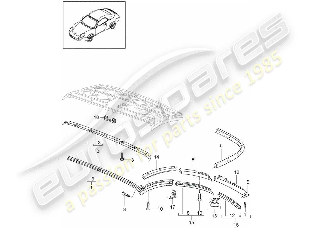 porsche 2009 (997-2) cabrioverdeck-ersatzteildiagramm