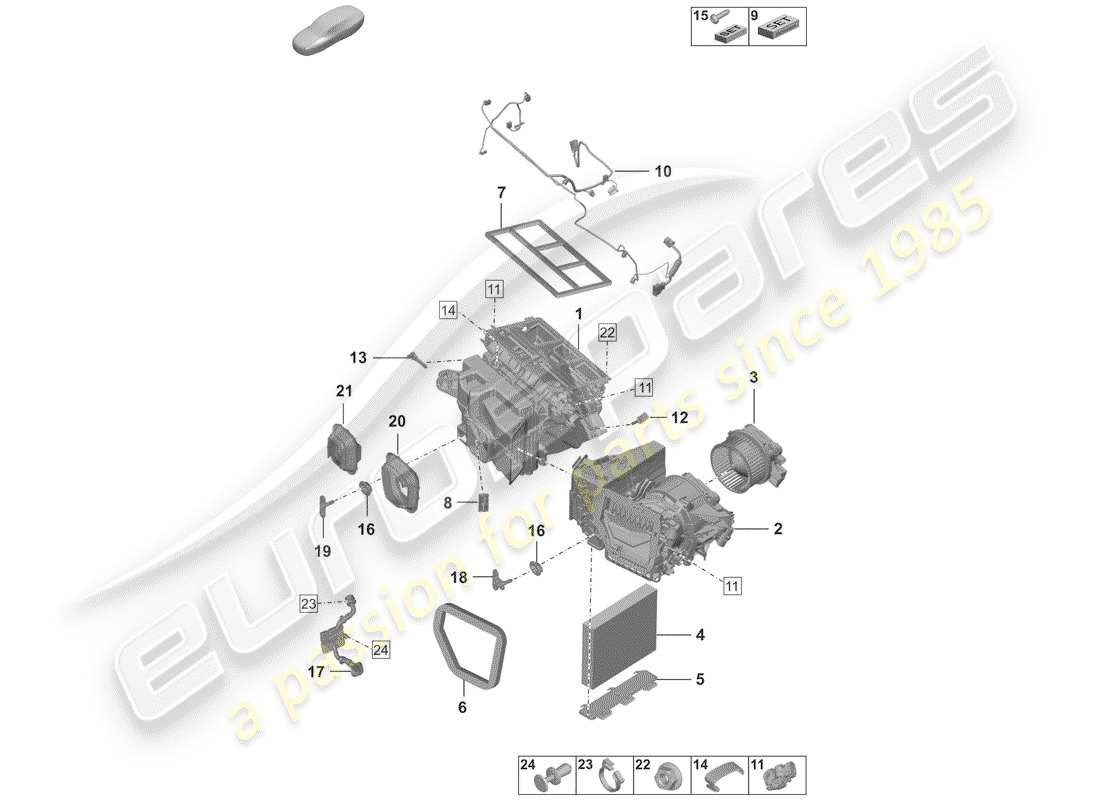 porsche 2020 (992-1) klimaanlage teilediagramm