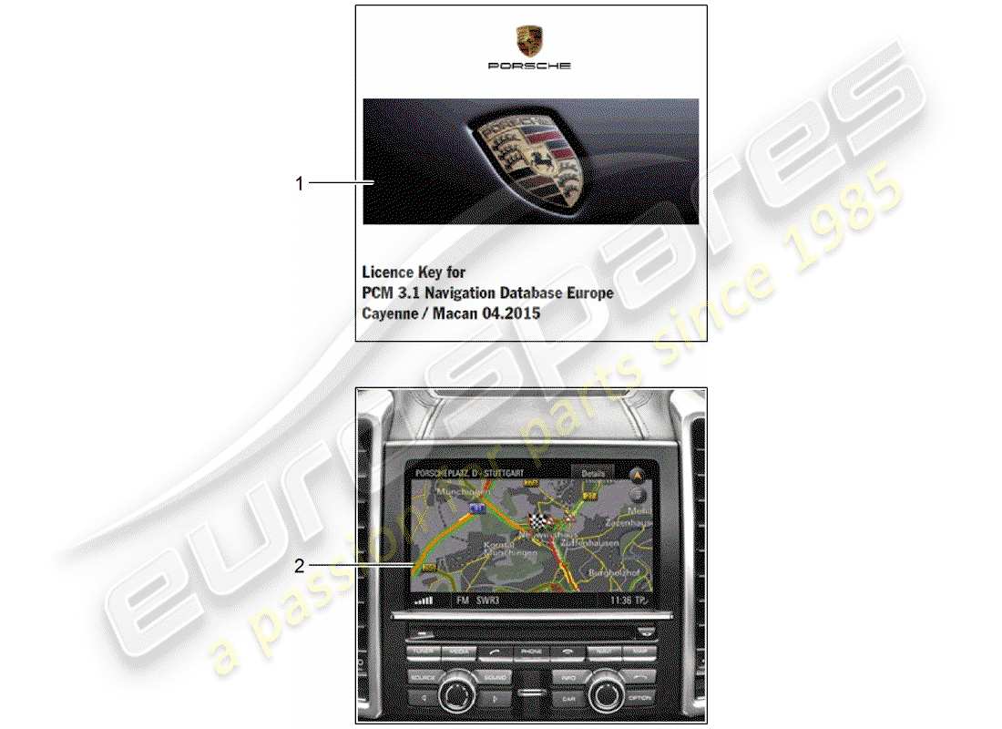 porsche 2007 (tequipment cayenne) navigationssystem teilediagramm