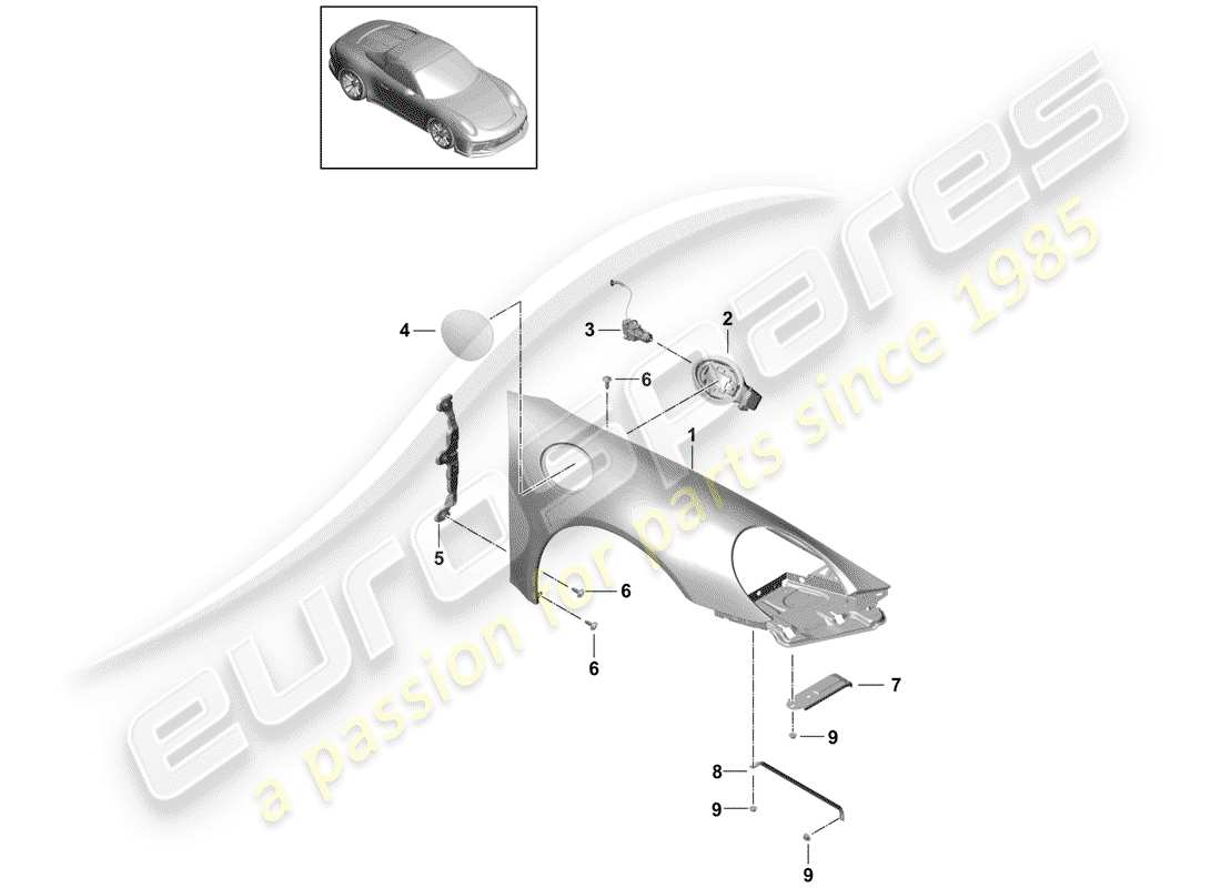 porsche 2014 (991-1 r/gt3/rs) fender-teilediagramm