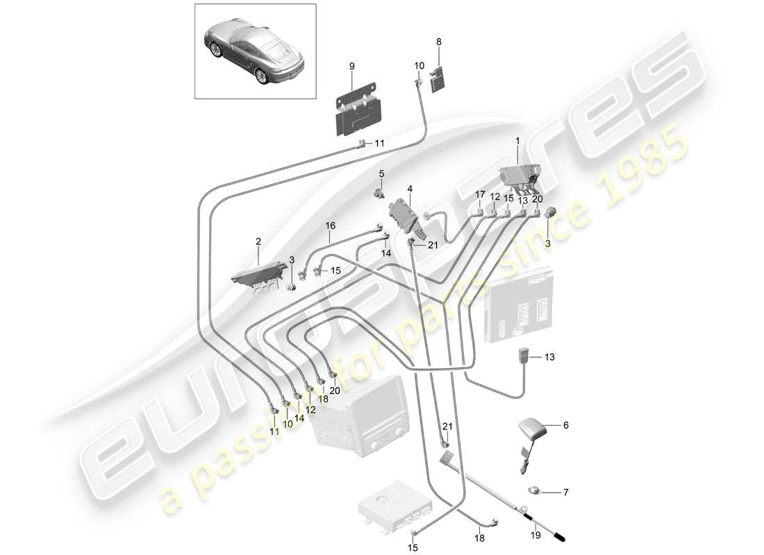 porsche 2016 (981 cayman) antennenverstärker teilediagramm