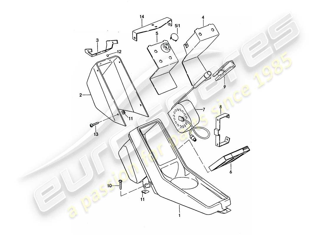 porsche 1975 (911 turbo) center console ersatzteildiagramm