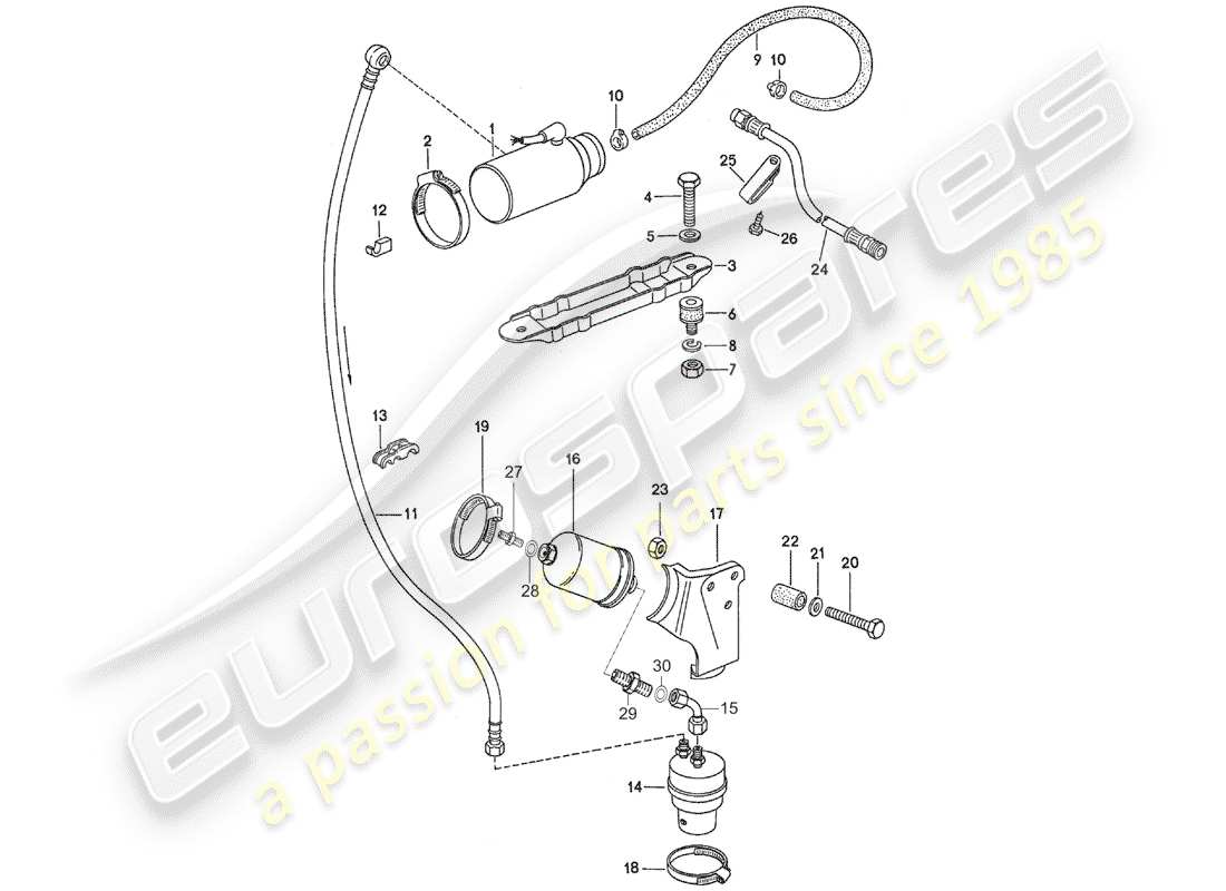 porsche 1976 (911) kraftstoffsystem - d - mj 1975>> teilediagramm