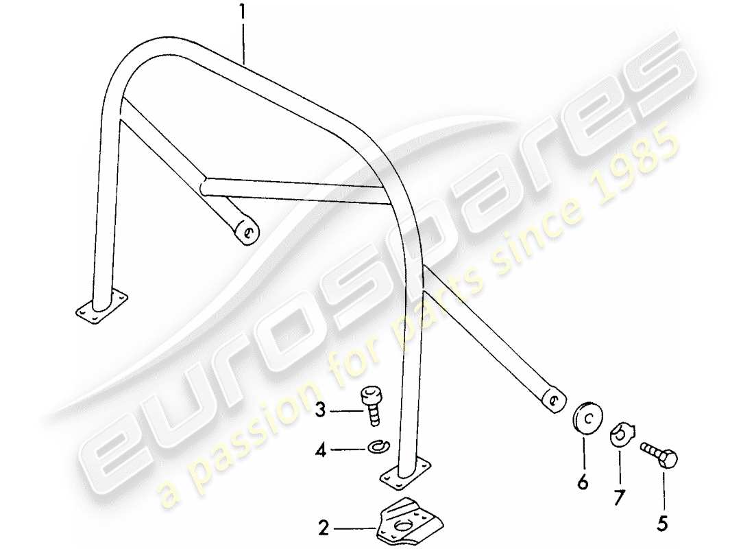porsche 1973 (911) roll bar-ersatzteildiagramm