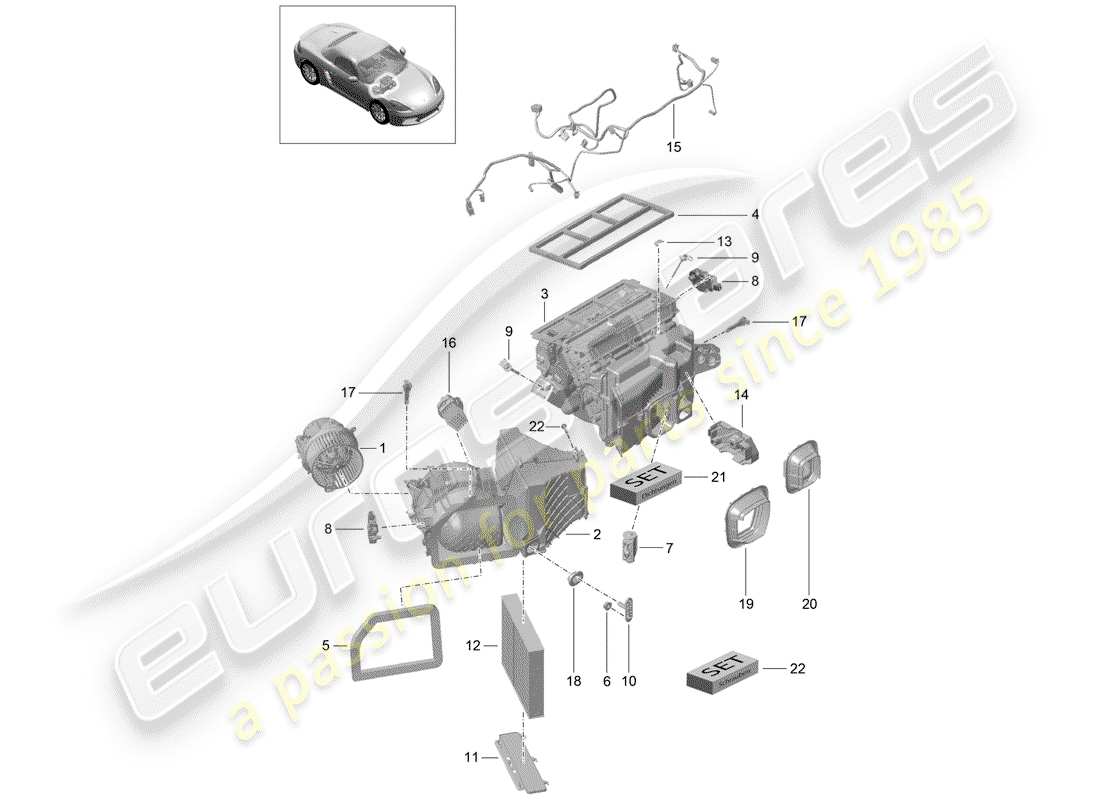 porsche 2017 (718 boxster) klimaanlage teilediagramm