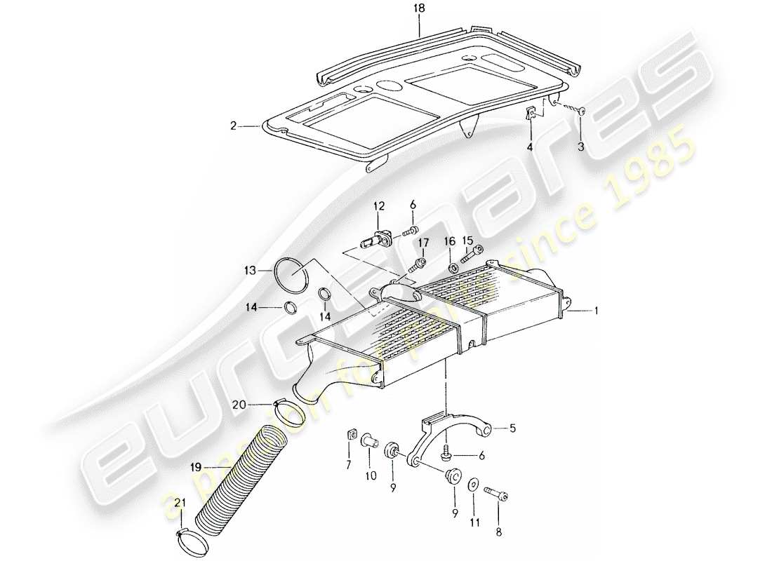porsche 1996 (993) ladeluftkühler - teilediagramm