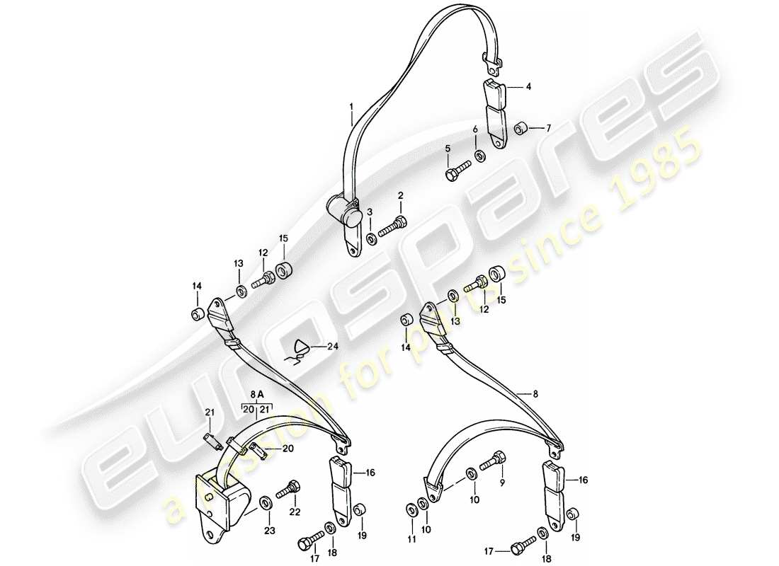 porsche 1985 (928) sicherheitsgurt - teilediagramm