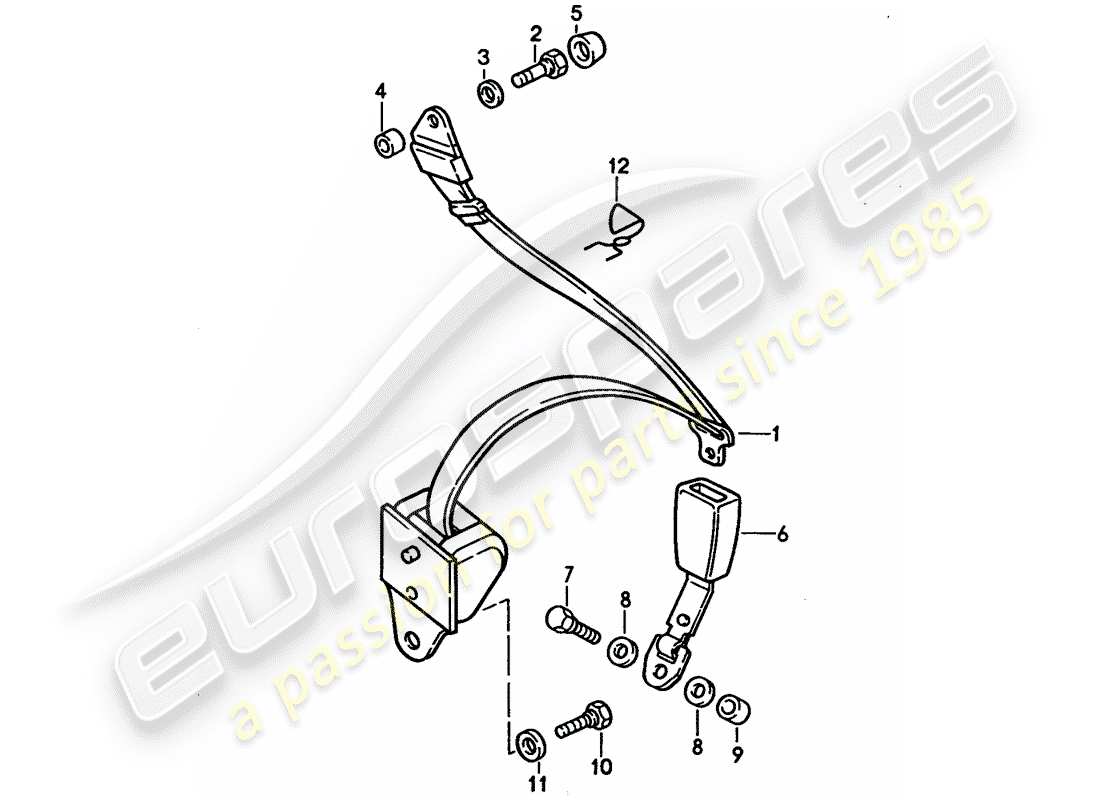 porsche 1995 (928) sicherheitsgurt - teilediagramm