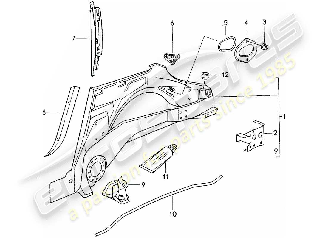porsche 1994 (964) innenblech teilediagramm