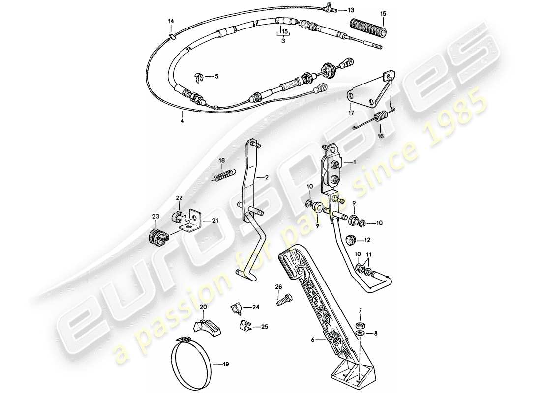 porsche 1983 (944) gaspedal - gaspedalzug - für fahrzeuge mit automatikgetriebe ersatzteildiagramm