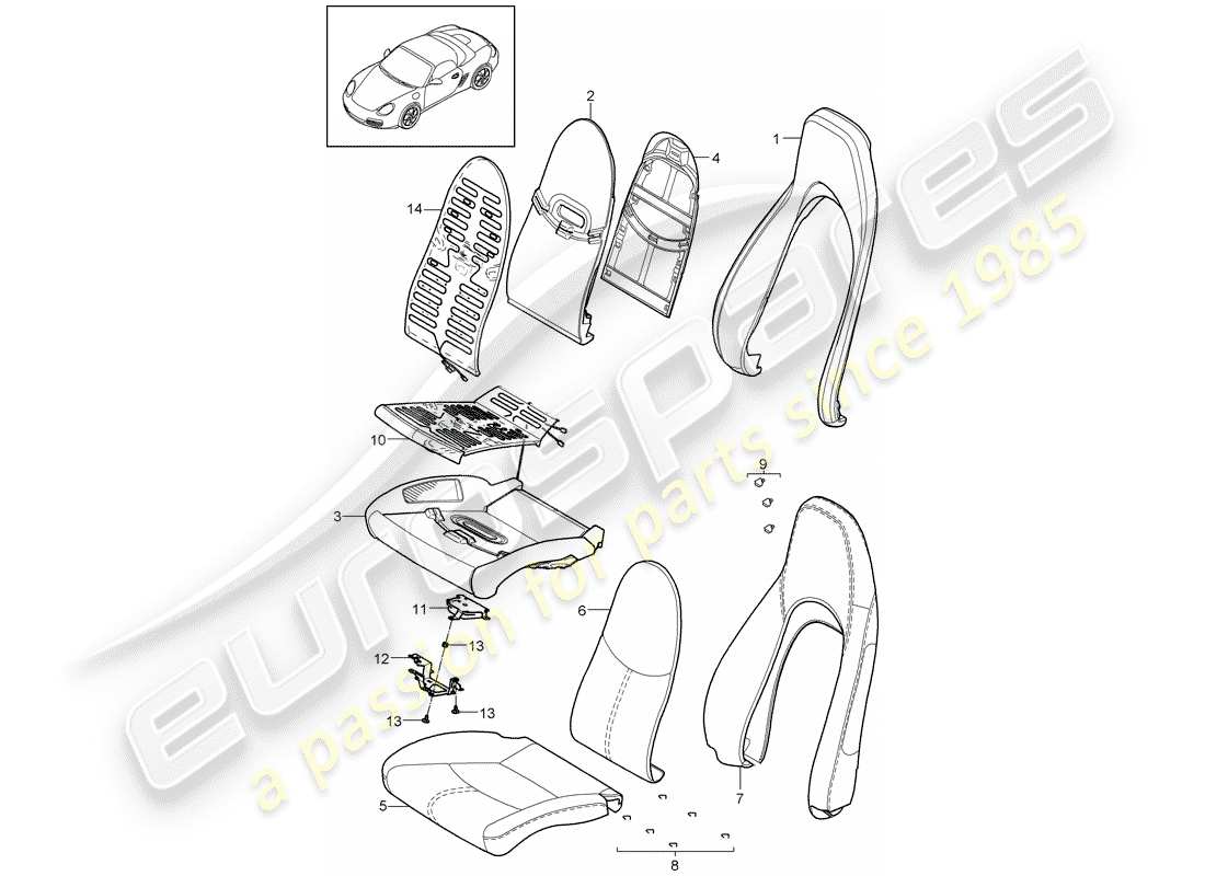porsche 2010 (987 boxster) schaumteil teilediagramm