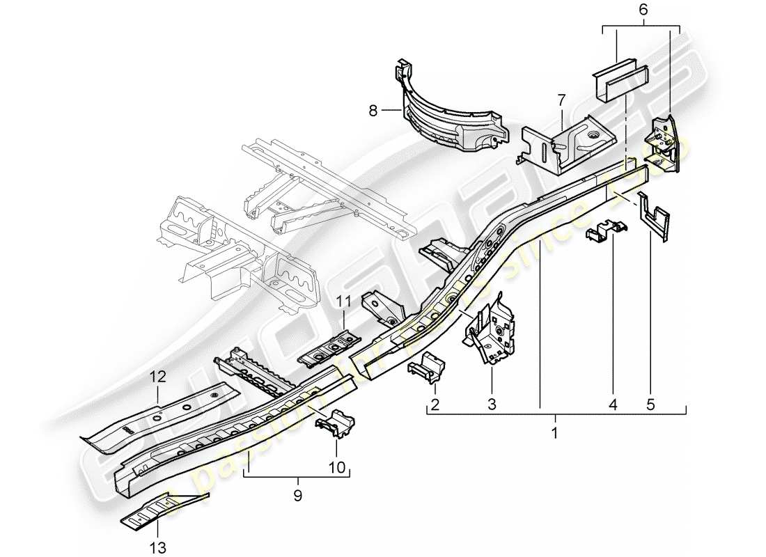 porsche 2008 (cayenne e1 9pa) frame-teilediagramm