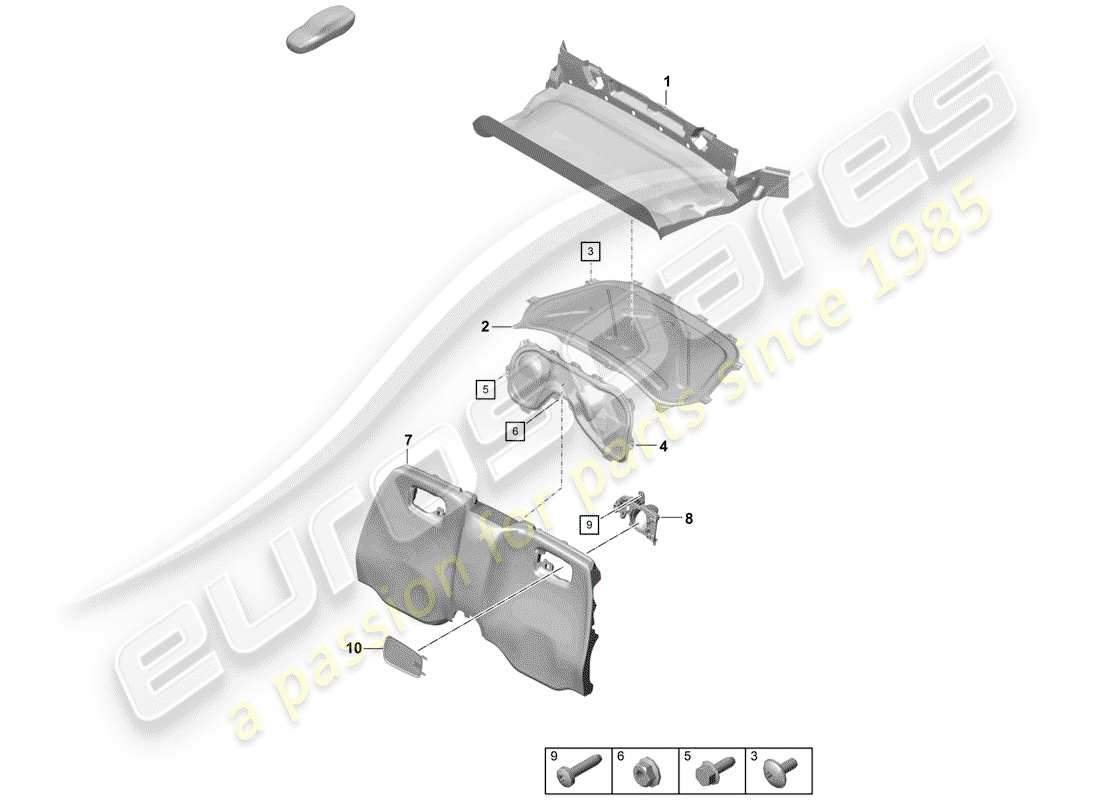 porsche 2020 (718 boxster spyder) trims-teilediagramm