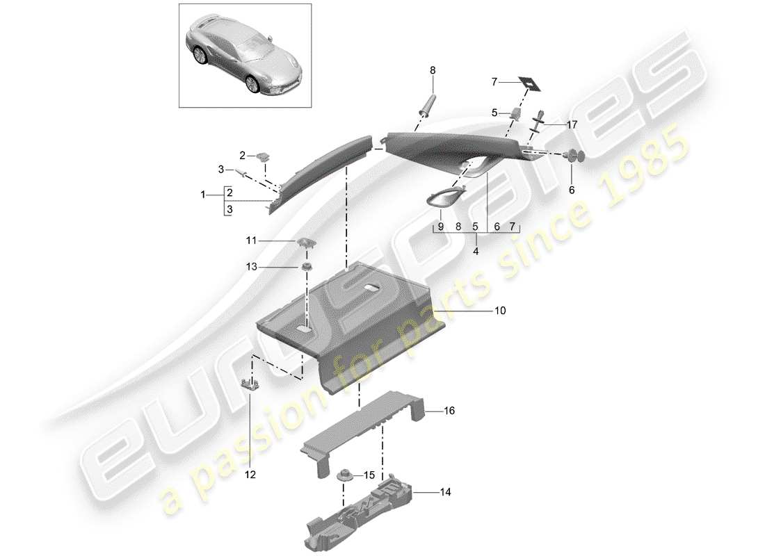 porsche 2014 (991-1 turbo) trims-teilediagramm